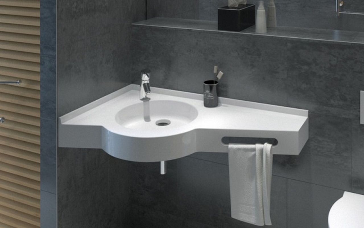 small bathroom with corner sink